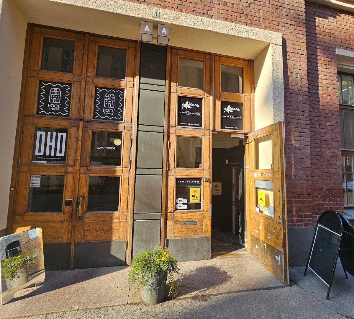 Storefront of Kaffa Roastery, specialty coffee shop in Helsinki