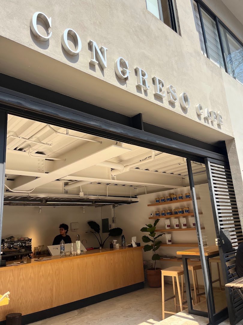 Storefront of Congreso Café, specialty coffee shop in Mexico City