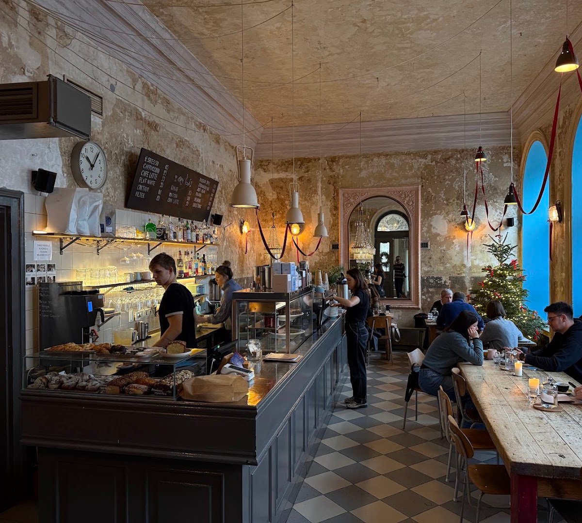 Interior of Cafe Letka, specialty coffee shop in Prague