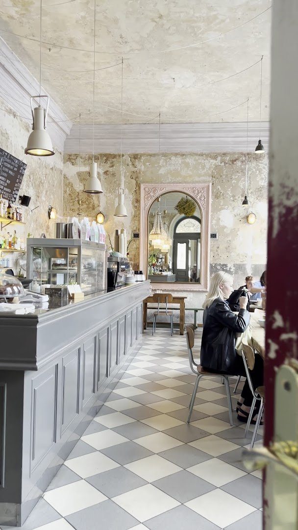 Interior of Cafe Letka, specialty coffee shop in Prague