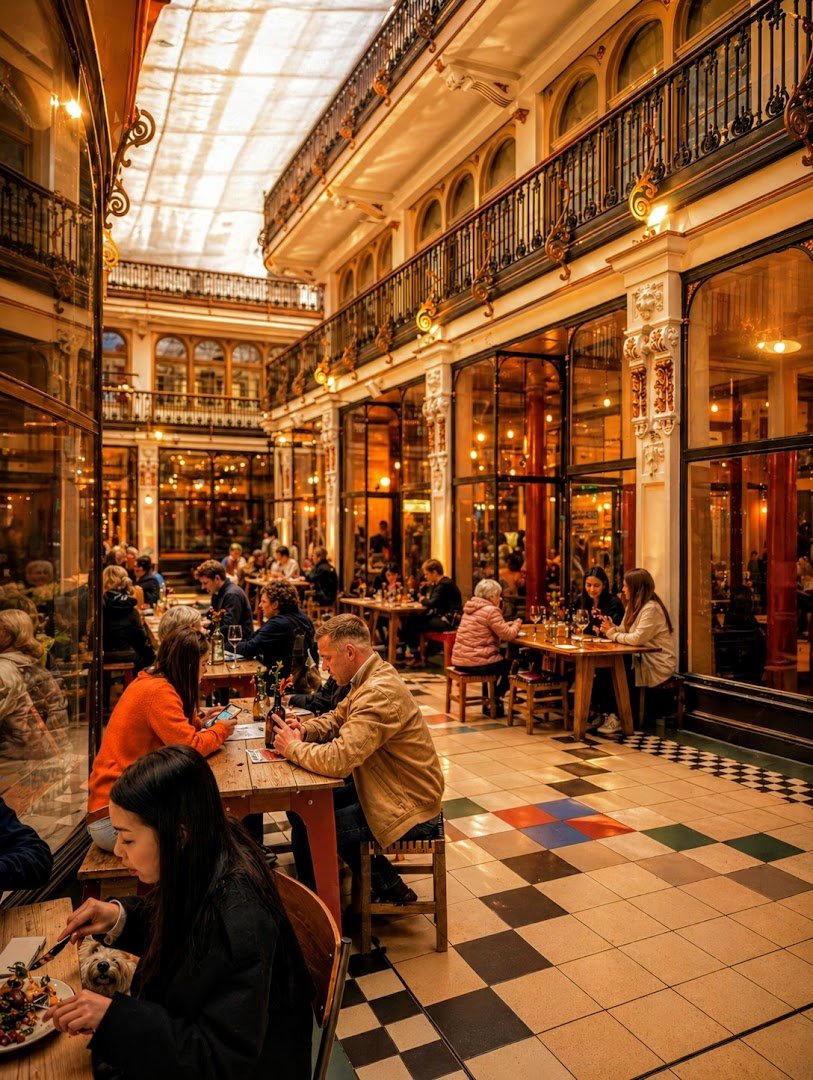 Interior of POT KETTLE BLACK Barton Arcade, specialty coffee shop in Manchester