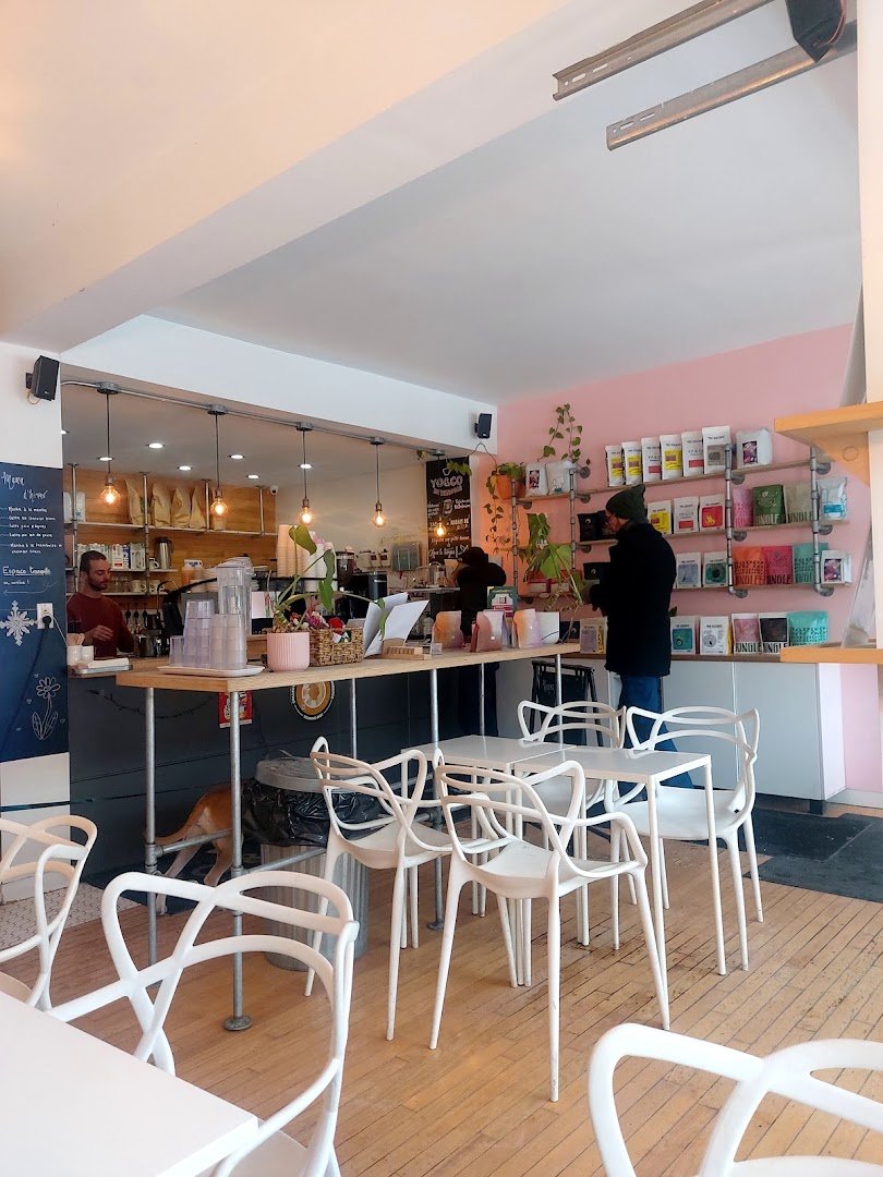 Interior of Yo & Co Espresso, specialty coffee shop in Montreal