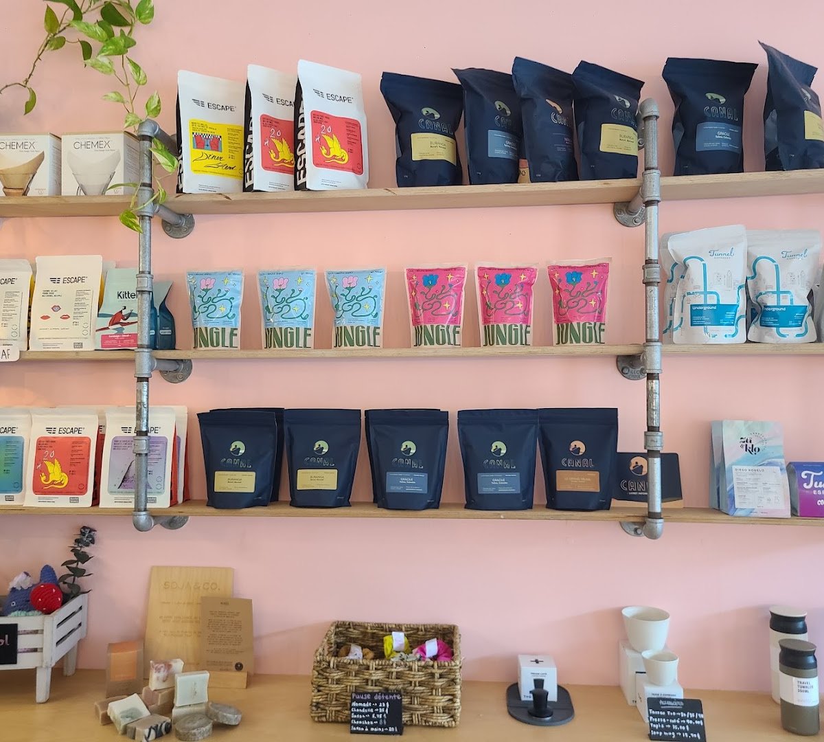 Interior of Yo & Co Espresso, specialty coffee shop in Montreal
