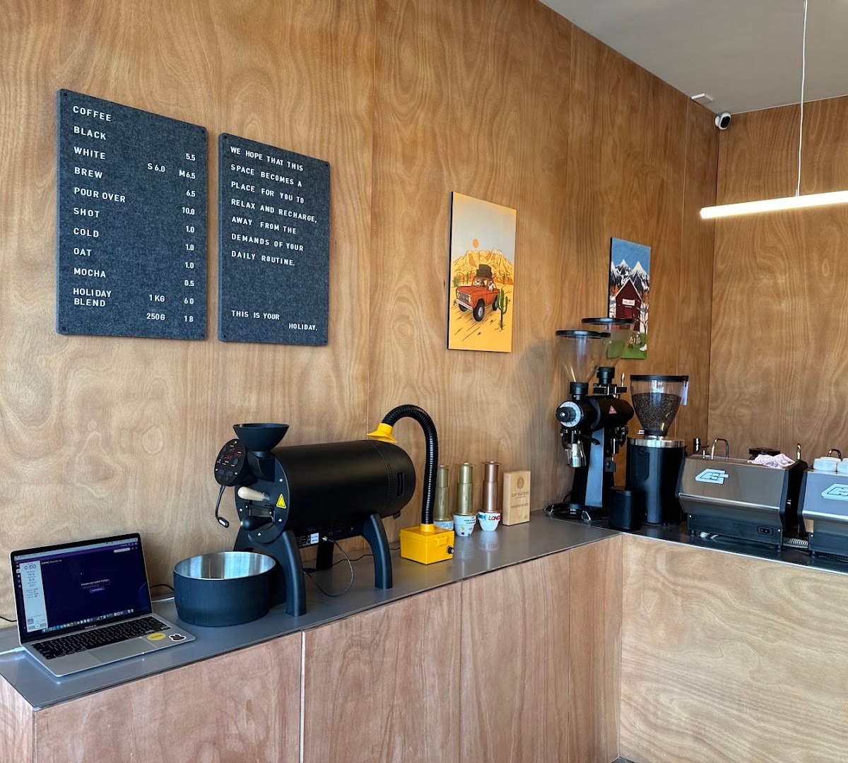 Interior of Holiday Uptown, specialty coffee shop in Auckland