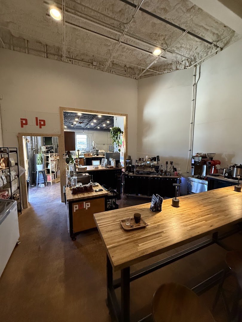 Interior of Pulp Coffee Roasters, specialty coffee shop in San Antonio