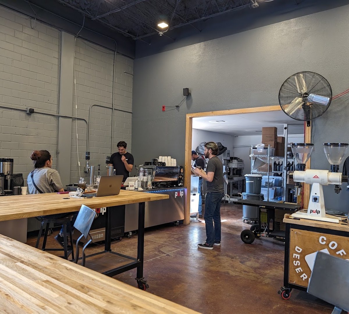 Interior of Pulp Coffee Roasters, specialty coffee shop in San Antonio