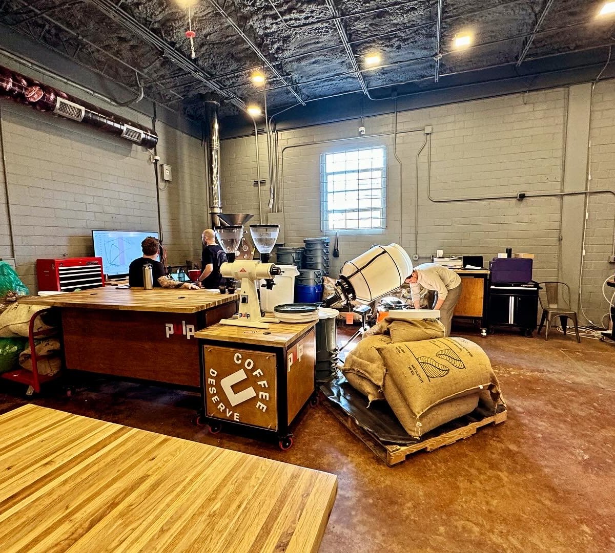 Interior of Pulp Coffee Roasters, specialty coffee shop in San Antonio