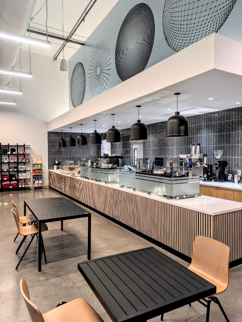 Interior of Highwire Coffee Roasters, specialty coffee shop in Oakland