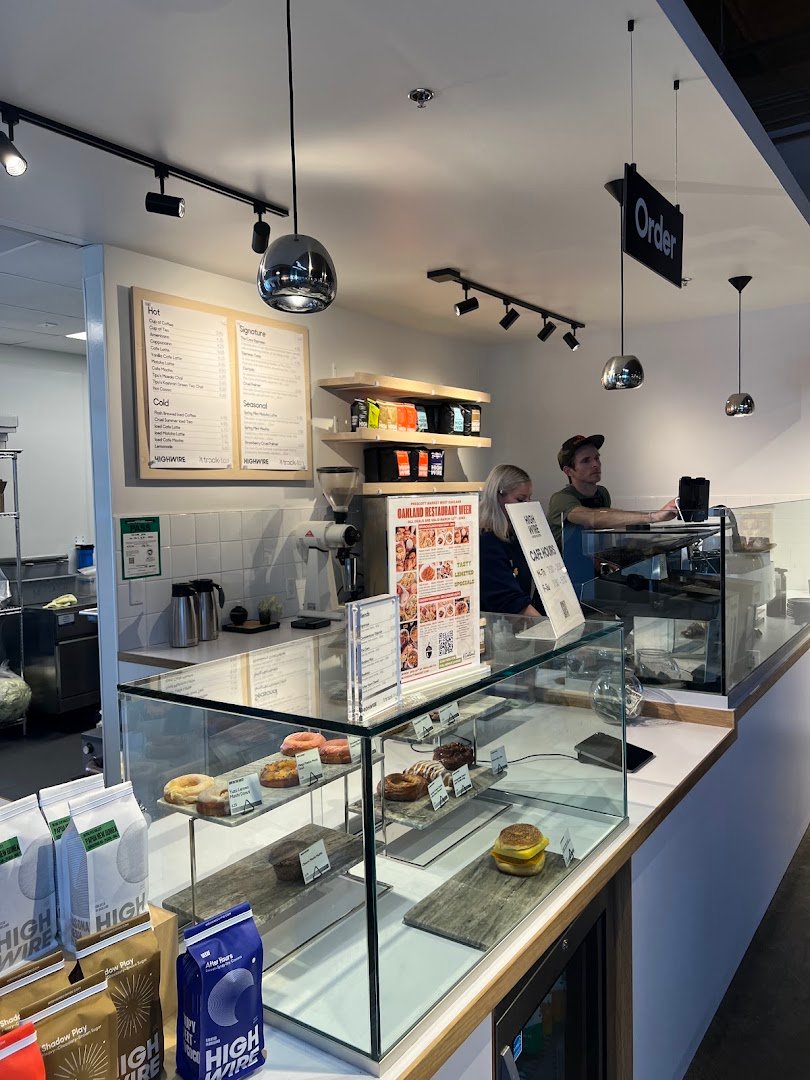 Interior of Highwire Coffee Roasters, specialty coffee shop in Oakland