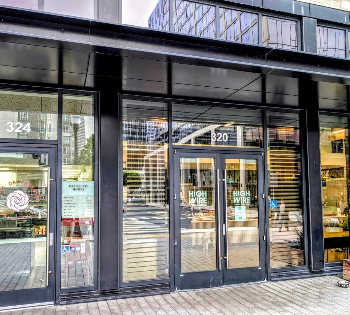Storefront of Highwire Coffee Roasters, specialty coffee shop in Oakland