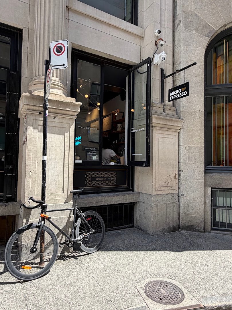Storefront of Micro Espresso - Vieux Port, specialty coffee shop in Montreal
