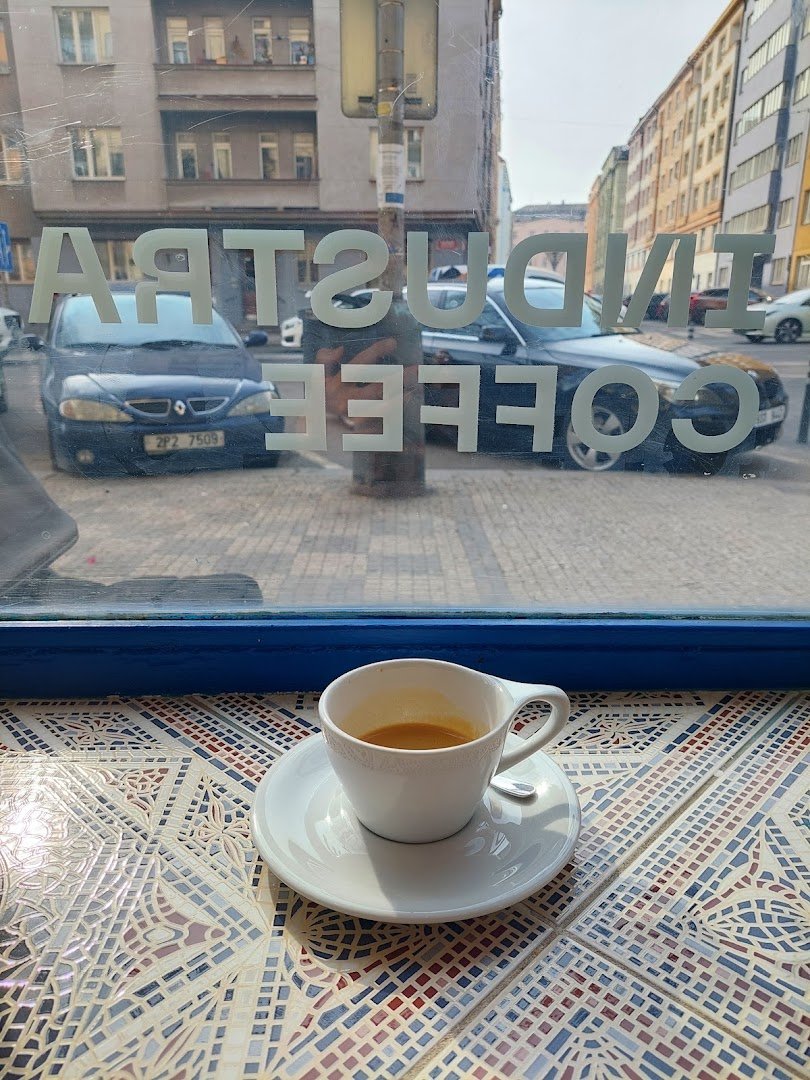 Coffee at Industra Coffee Praha Holešovice, specialty coffee shop in Prague