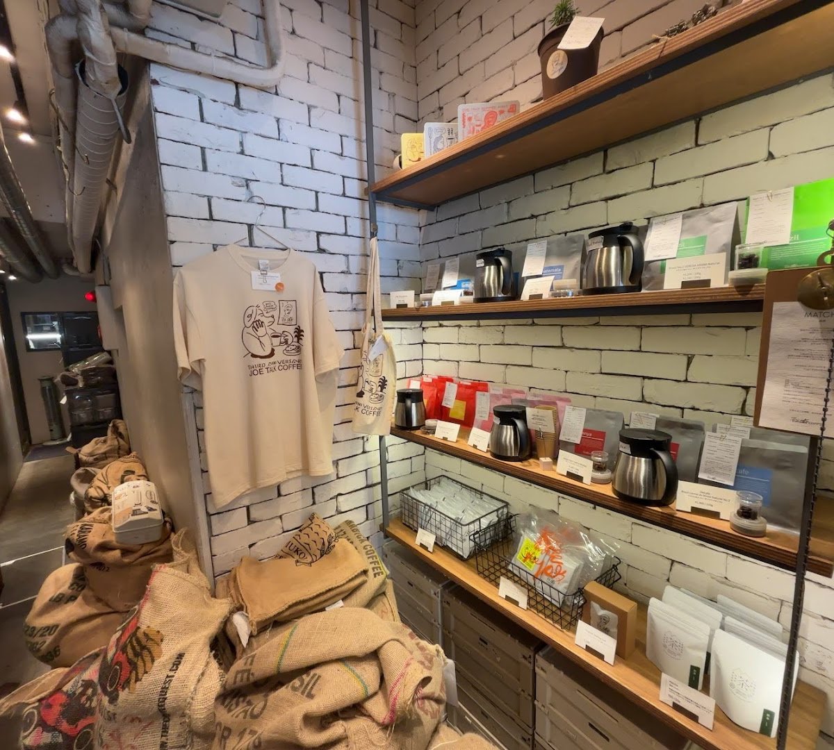 Interior of JOE TALK COFFEE, specialty coffee shop in Tokyo
