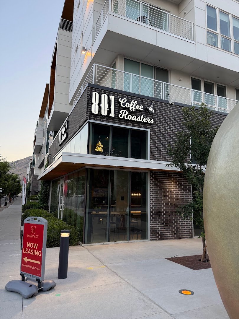 Storefront of 801 Coffee Roasters, specialty coffee shop in Salt Lake City