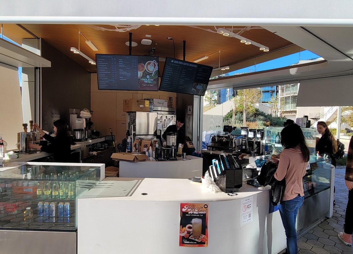 Storefront of Bird Rock Coffee Roasters, specialty coffee shop in San Diego