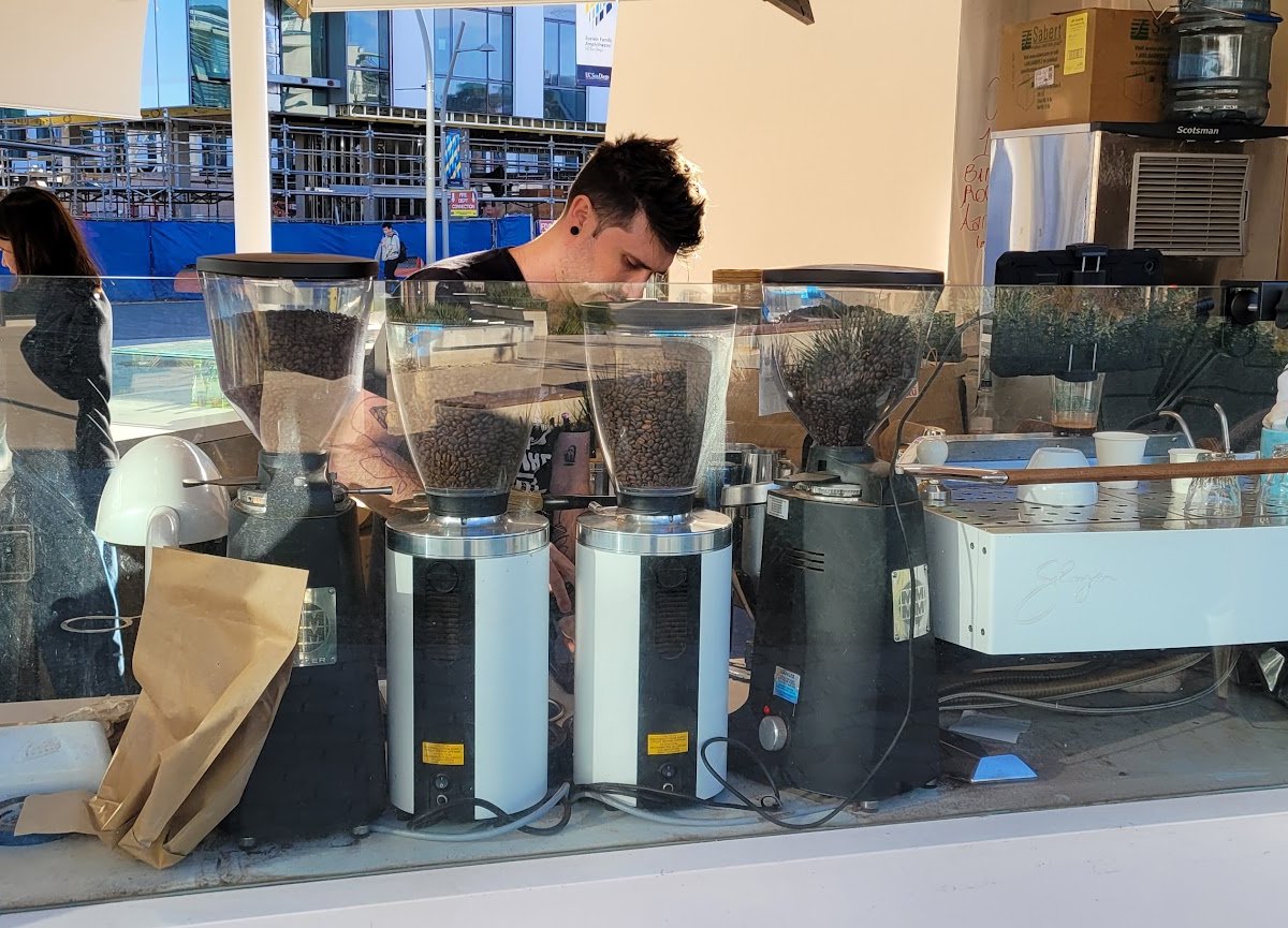 Interior of Bird Rock Coffee Roasters, specialty coffee shop in San Diego
