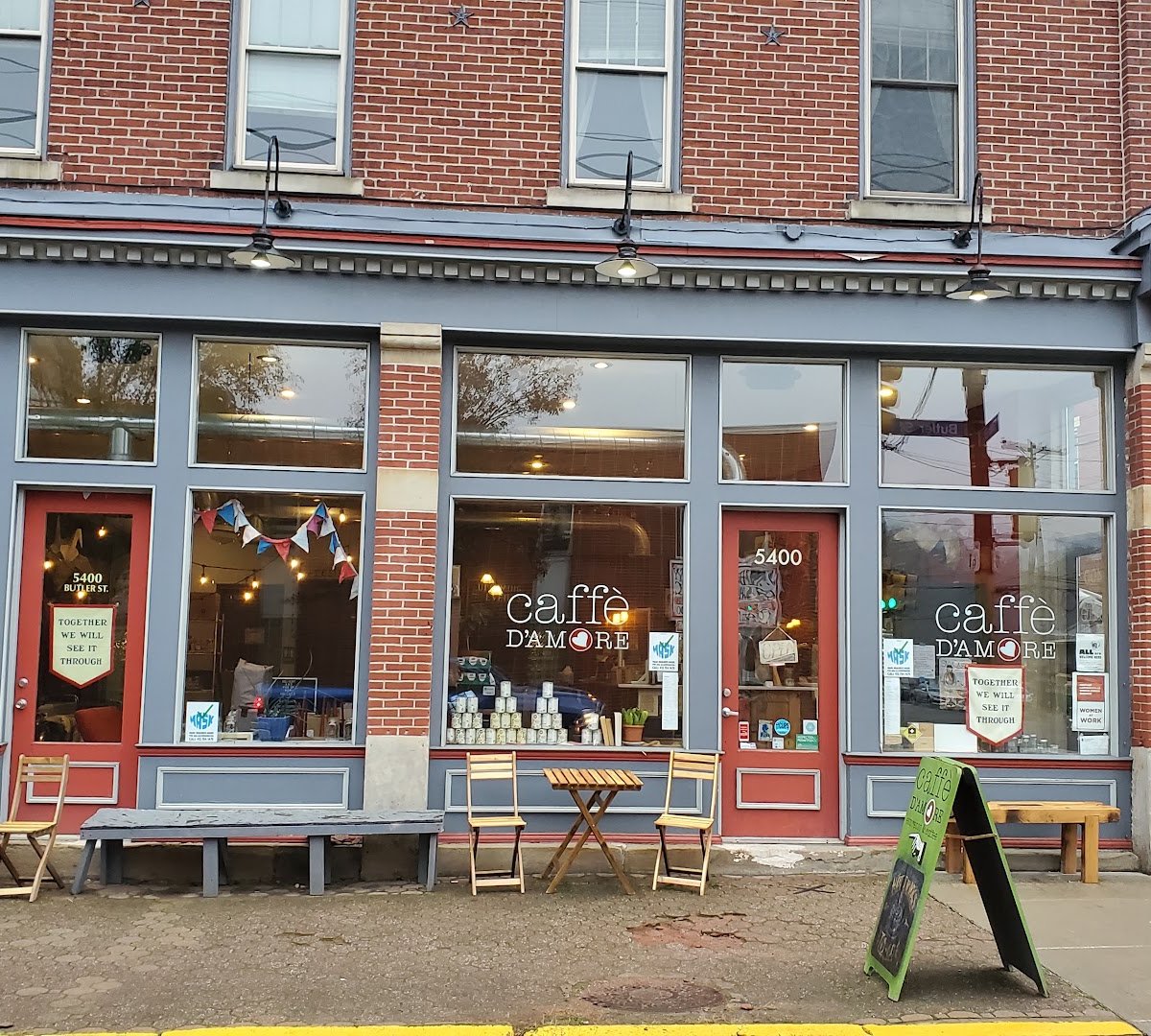 Storefront of Caffè d'Amore Coffeeshop, specialty coffee shop in Pittsburgh