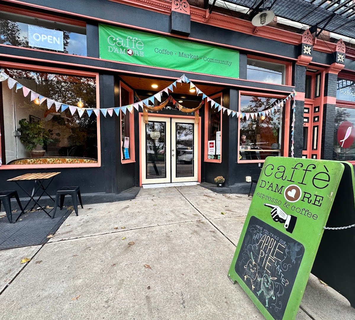 Storefront of Caffè d'Amore Coffeeshop, specialty coffee shop in Pittsburgh