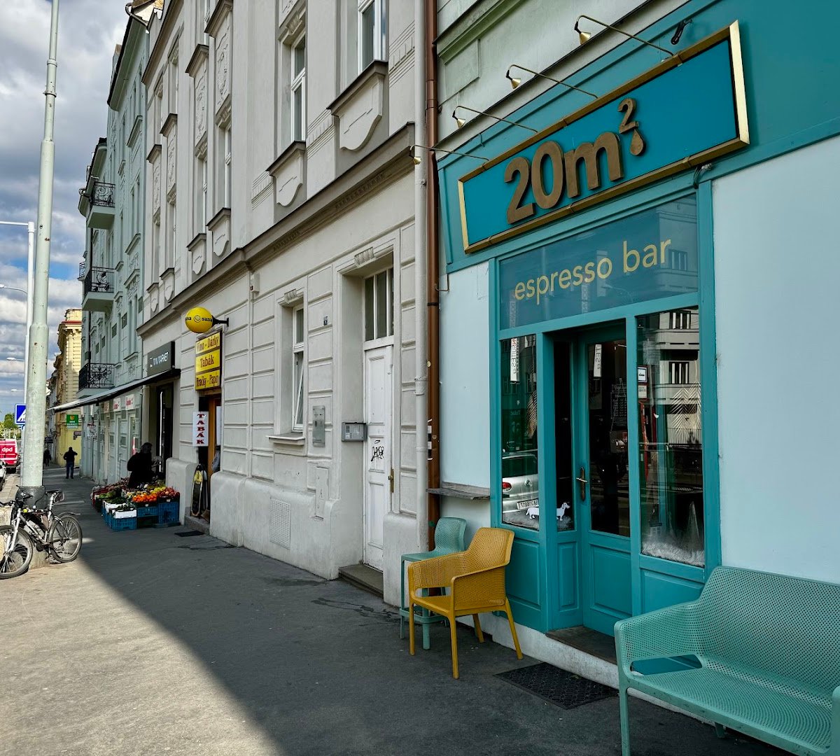 Storefront of 20m2 Espresso bar, specialty coffee shop in Prague