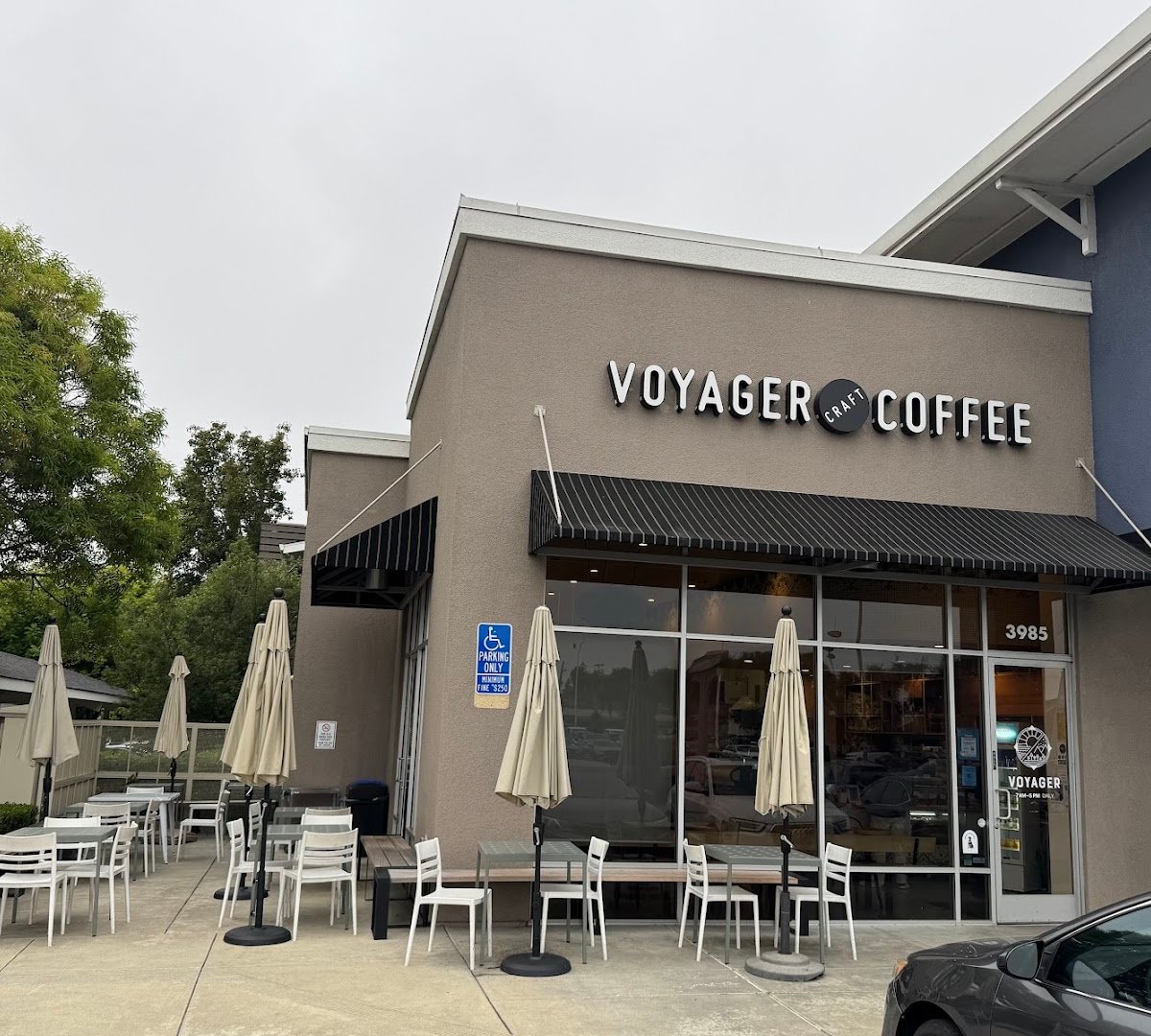 Storefront of Voyager Craft Coffee, specialty coffee shop in San Jose