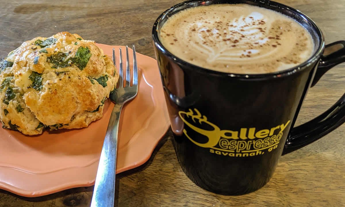 Coffee at The Gallery Espresso, specialty coffee shop in Savannah