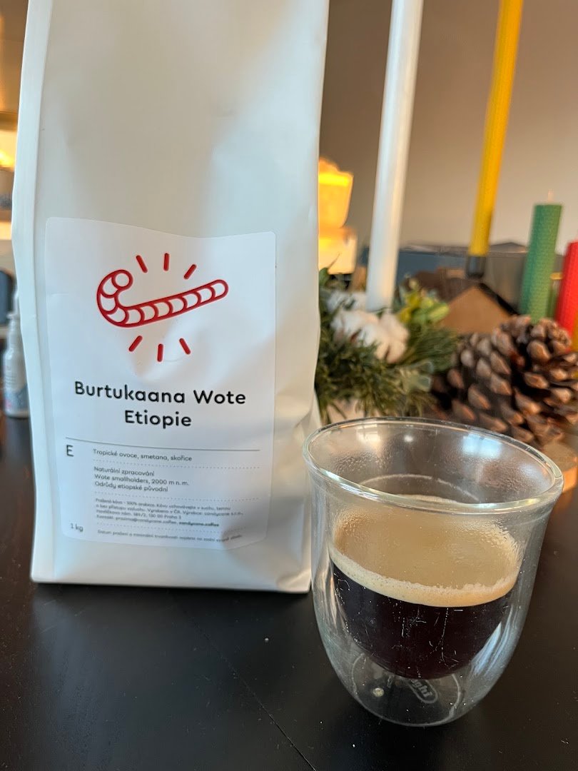 Coffee at Candycane coffee, specialty coffee shop in Prague