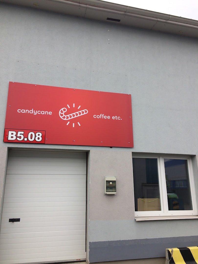 Signage at Candycane coffee, specialty coffee shop in Prague
