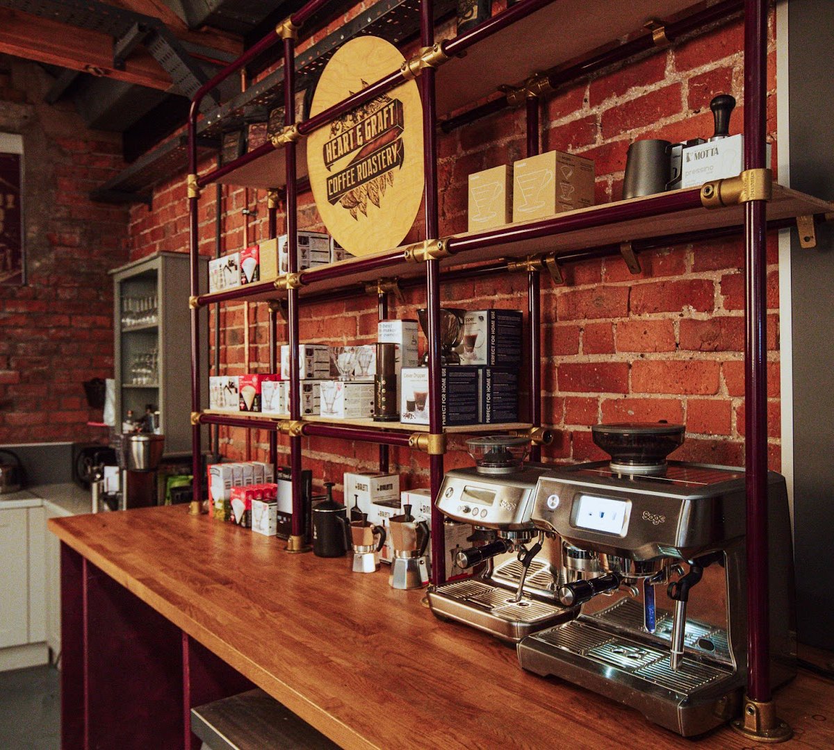 Interior of Heart & Graft Coffee Roastery, specialty coffee shop in Manchester