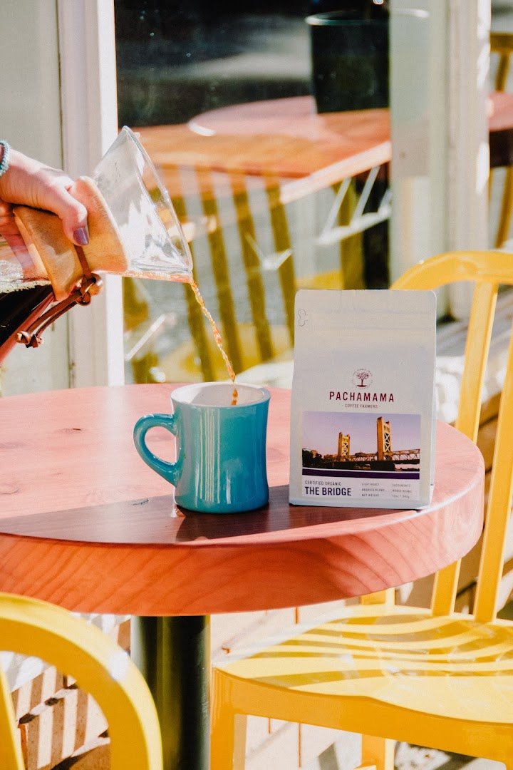 Coffee at Pachamama Coffee, specialty coffee shop in Sacramento
