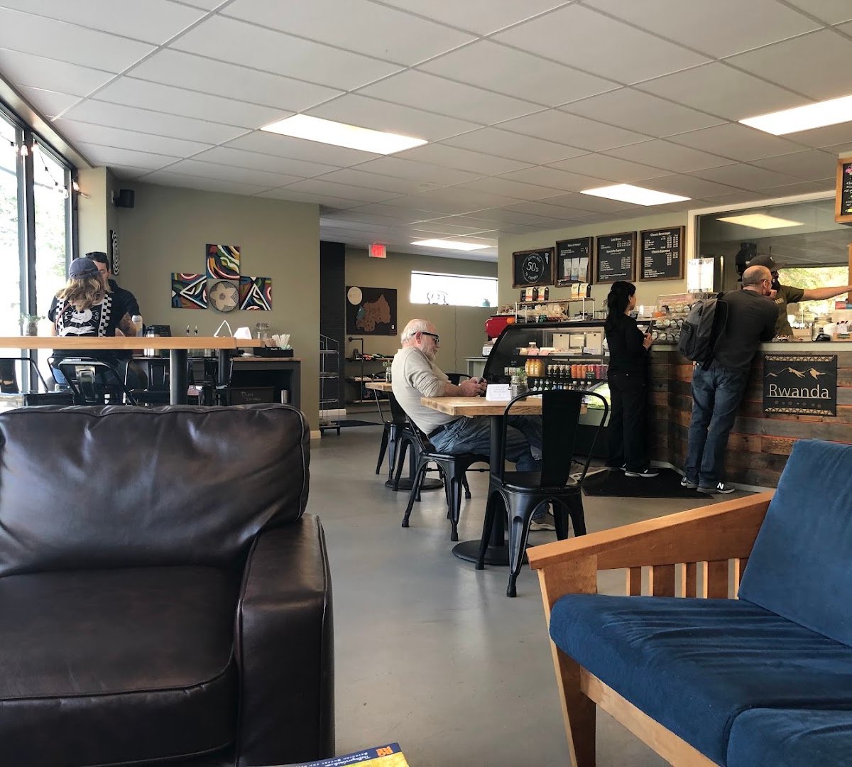 Interior of Rwanda Bean Company: ROASTERY, specialty coffee shop in Portland