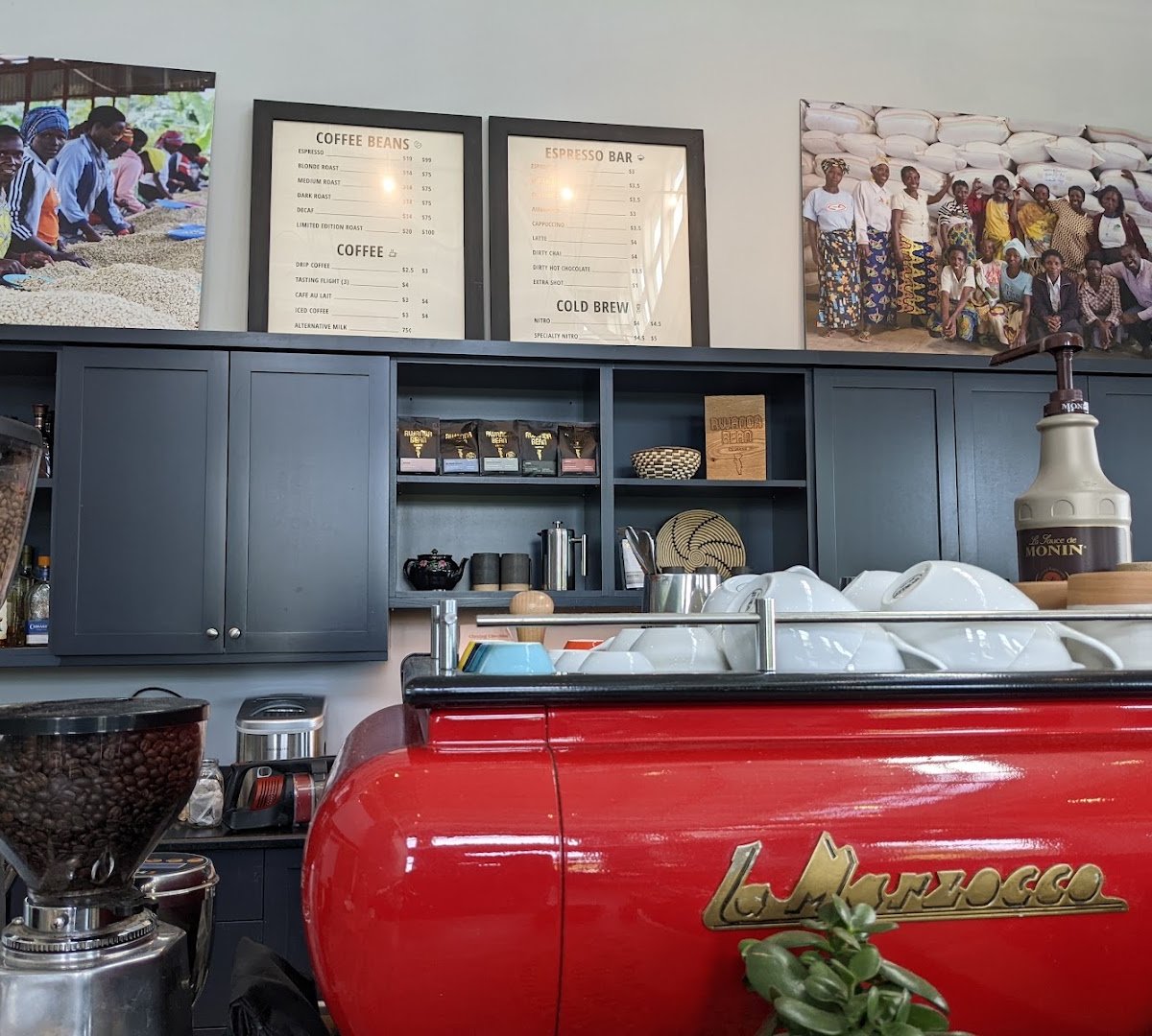 Interior of Rwanda Bean Company: ROASTERY, specialty coffee shop in Portland