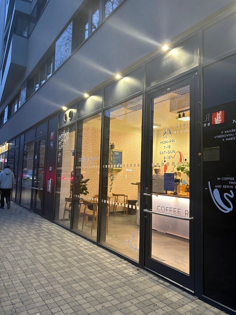 Storefront of Coffee Room Osadni, specialty coffee shop in Prague