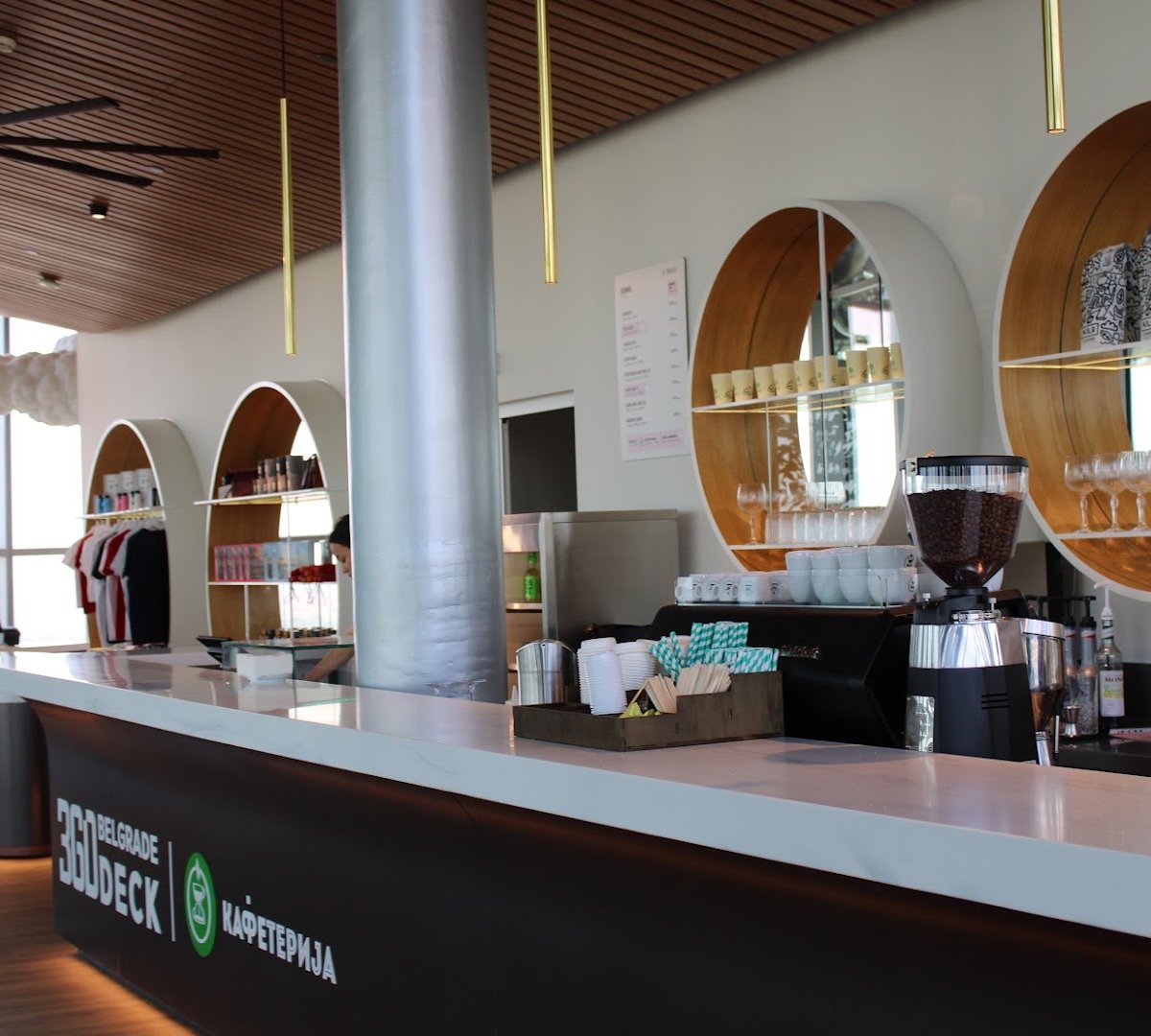 Interior of Kafeterija Kula Beograd 360 Deck, specialty coffee shop in Belgrade