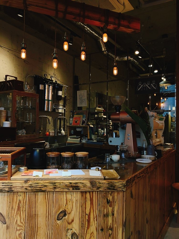 Interior of Seven Years Coffee, specialty coffee shop in Tokyo