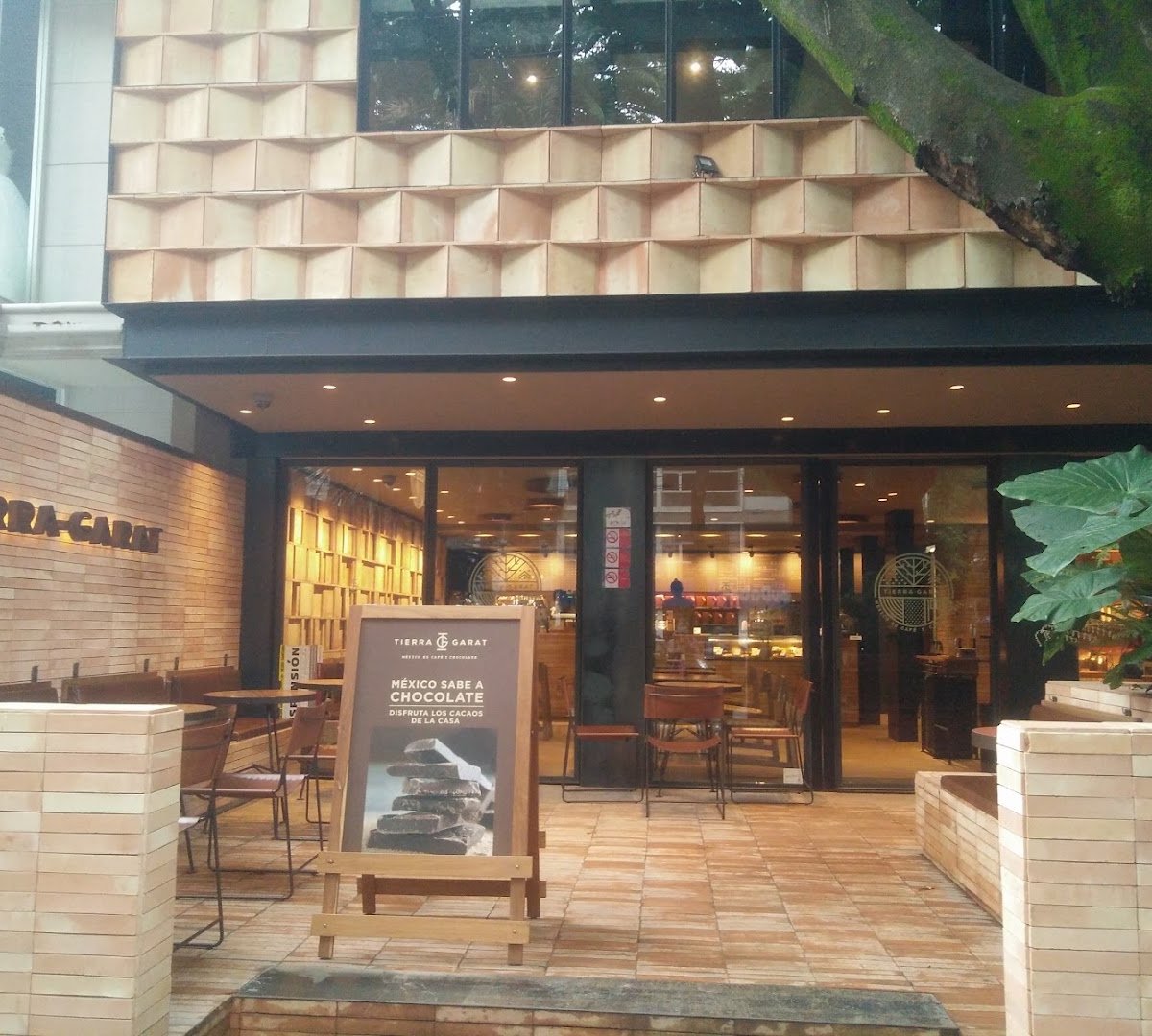 Storefront of Tierra Garat, specialty coffee shop in Mexico City