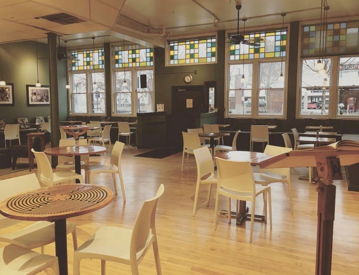 Interior of Urban Abbey, specialty coffee shop in Omaha