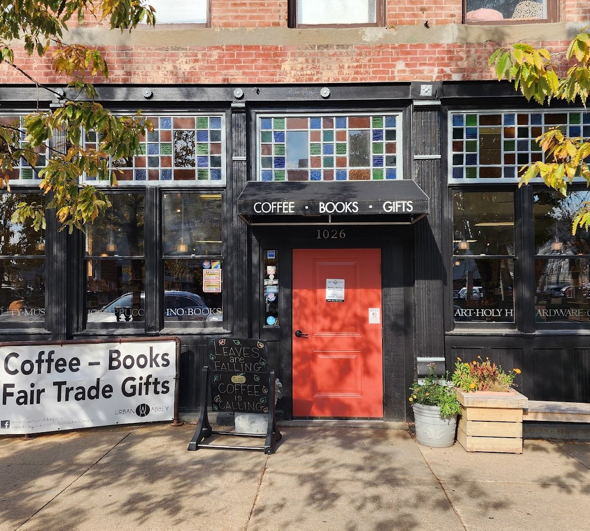 Storefront of Urban Abbey, specialty coffee shop in Omaha