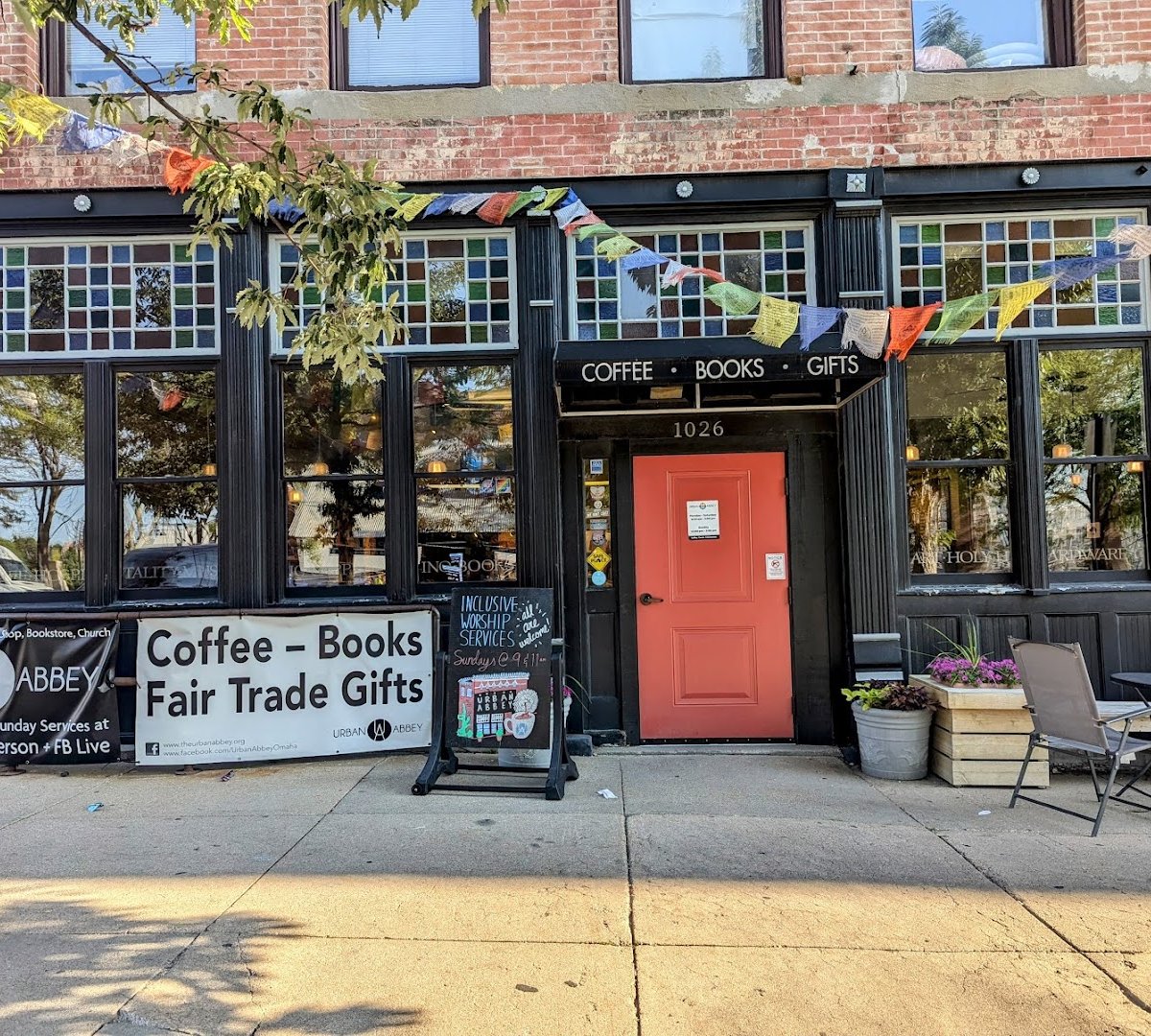 Storefront of Urban Abbey, specialty coffee shop in Omaha