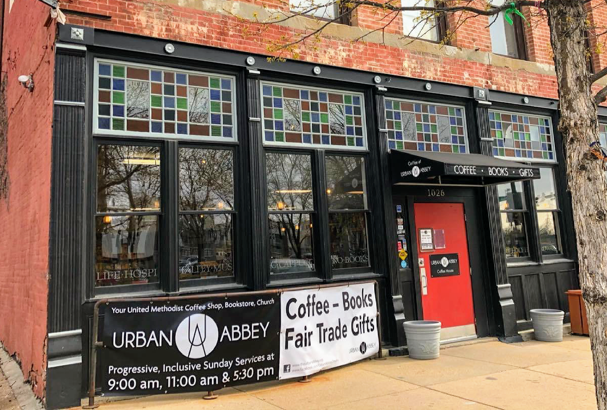 Storefront of Urban Abbey, specialty coffee shop in Omaha