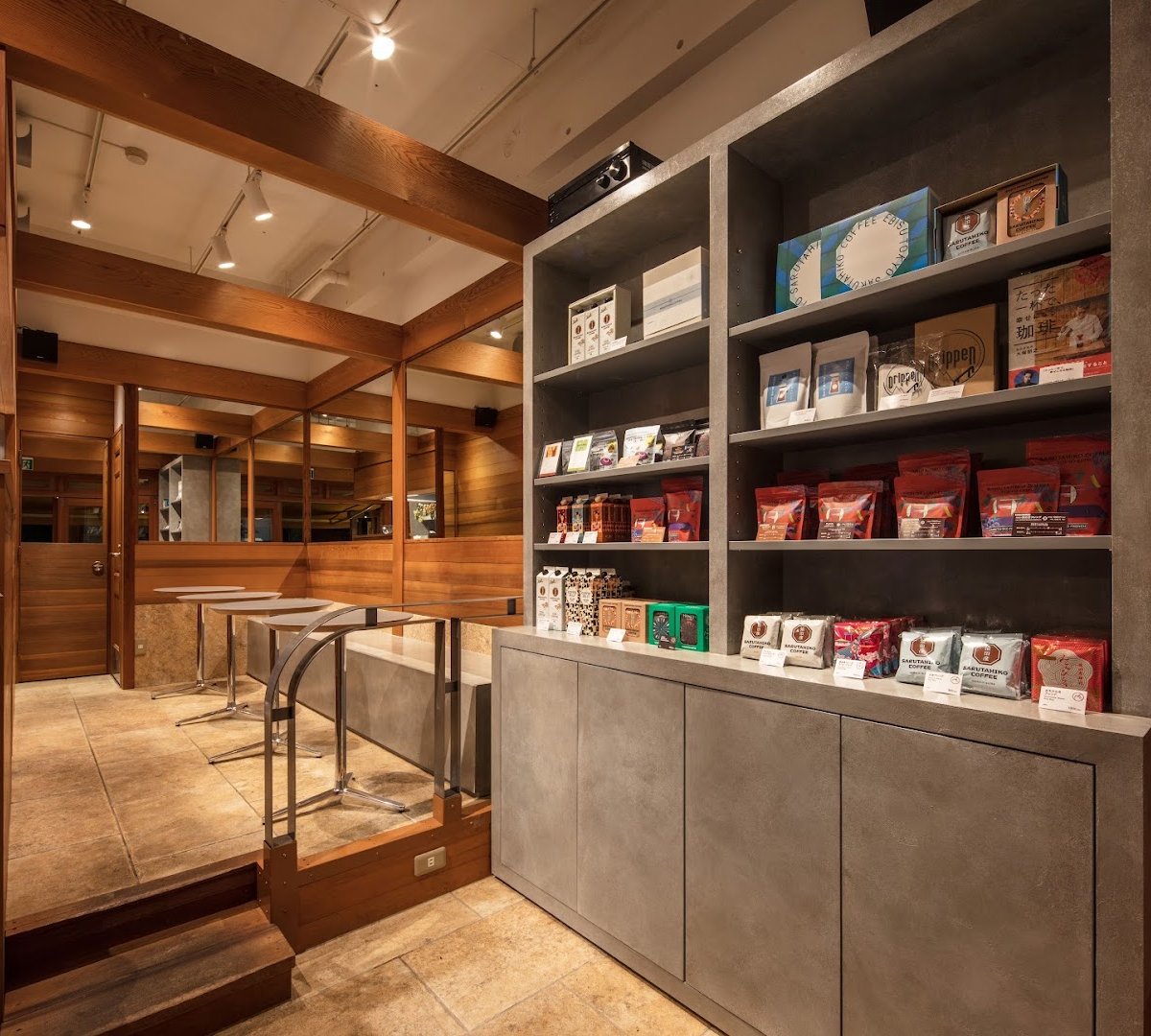 Interior of Sarutahiko Coffee Kichijoji Inokashira Koen Mae, specialty coffee shop in Tokyo