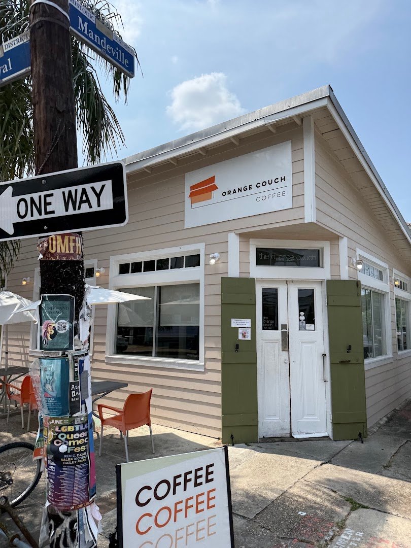 Storefront of The Orange Couch, specialty coffee shop in New Orleans