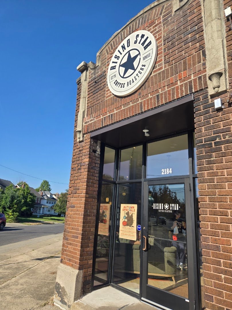 Storefront of Rising Star Coffee Roasters, specialty coffee shop in Cleveland