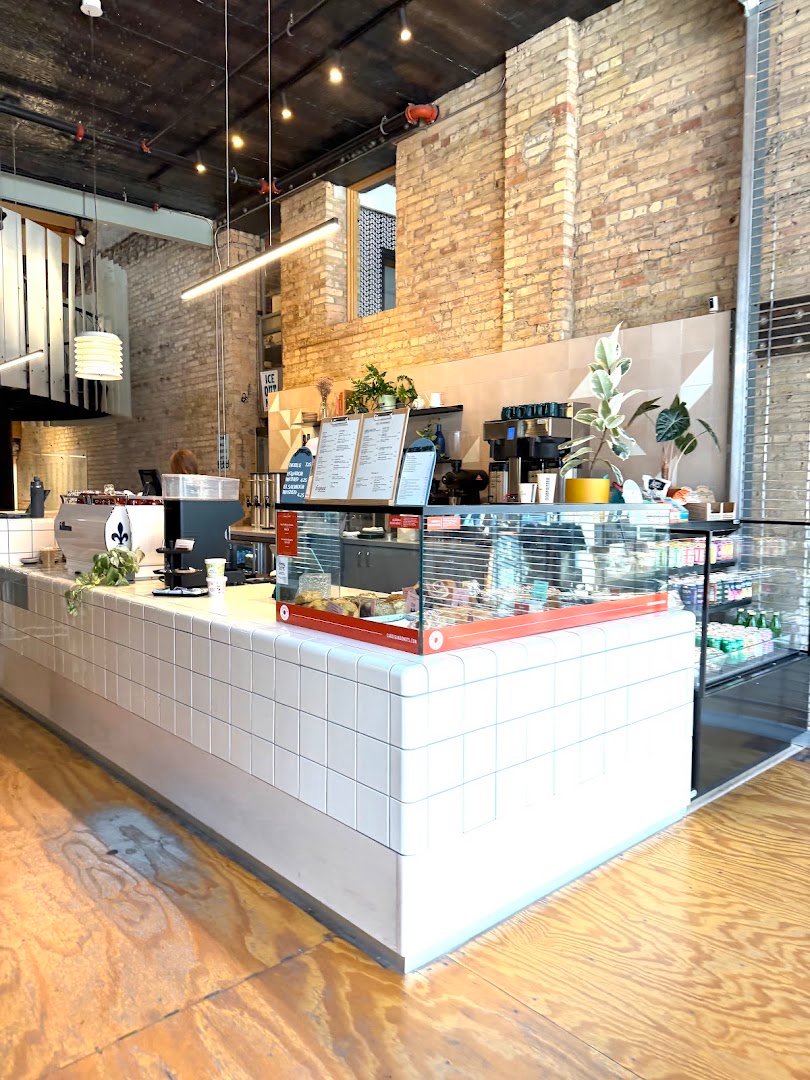 Interior of FRGMNT Coffee - Mill District, specialty coffee shop in Minneapolis