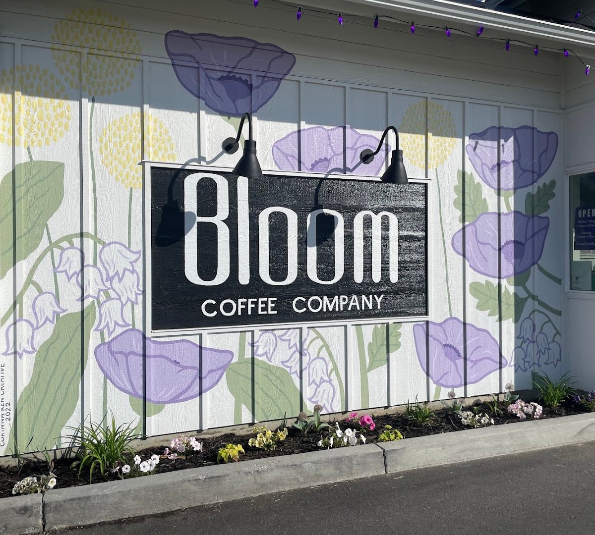 Signage at Bloom Coffee Co., specialty coffee shop in Spokane
