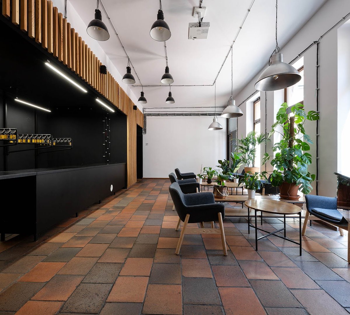 Interior of Kafe Atrium, specialty coffee shop in Prague
