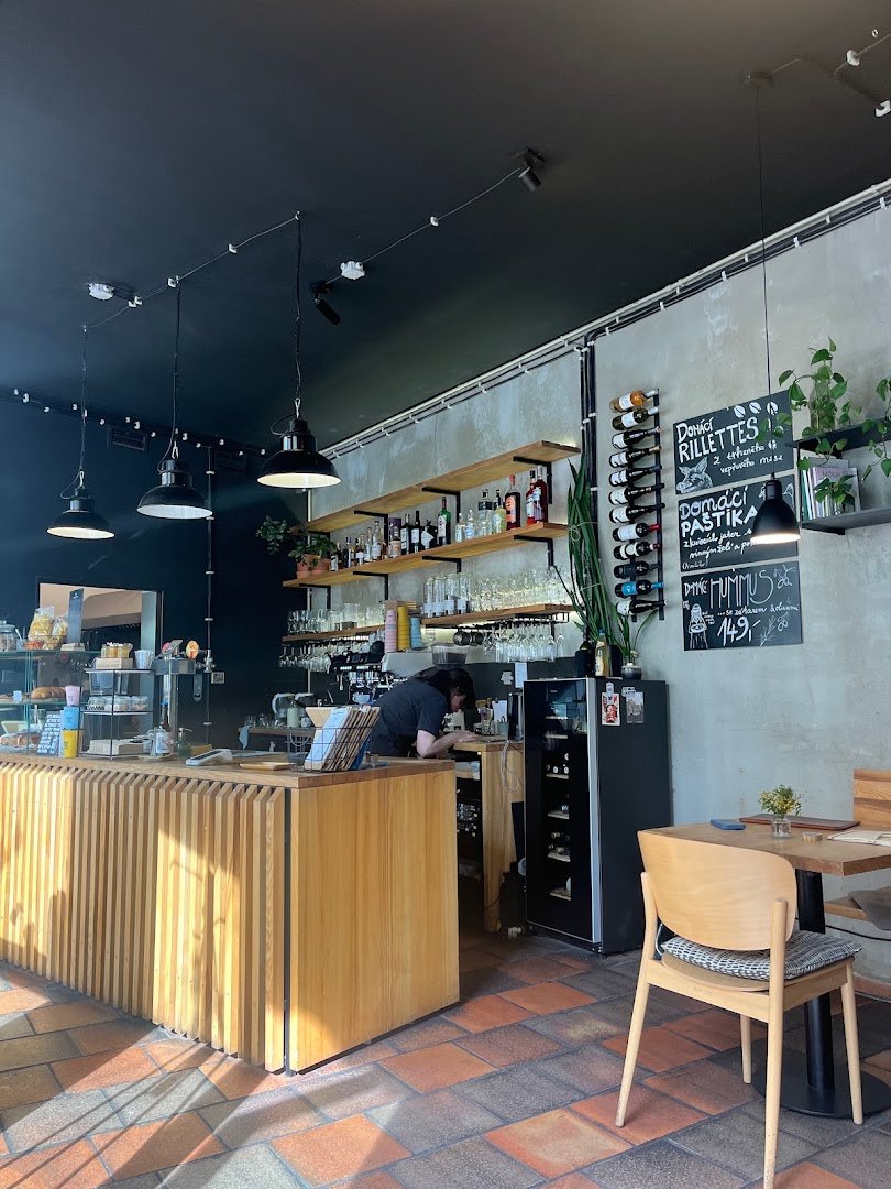Interior of Kafe Atrium, specialty coffee shop in Prague