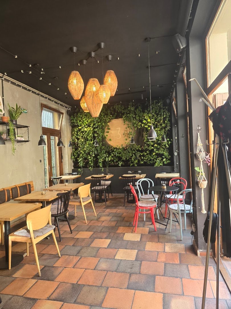 Interior of Kafe Atrium, specialty coffee shop in Prague