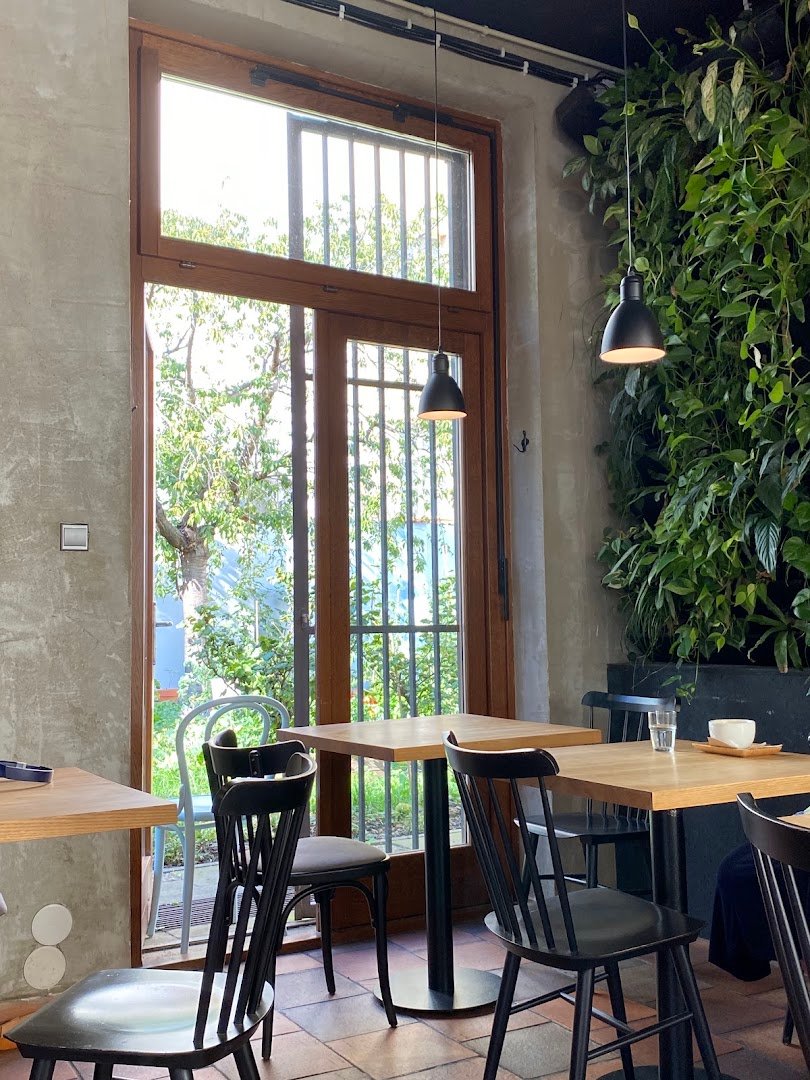 Interior of Kafe Atrium, specialty coffee shop in Prague