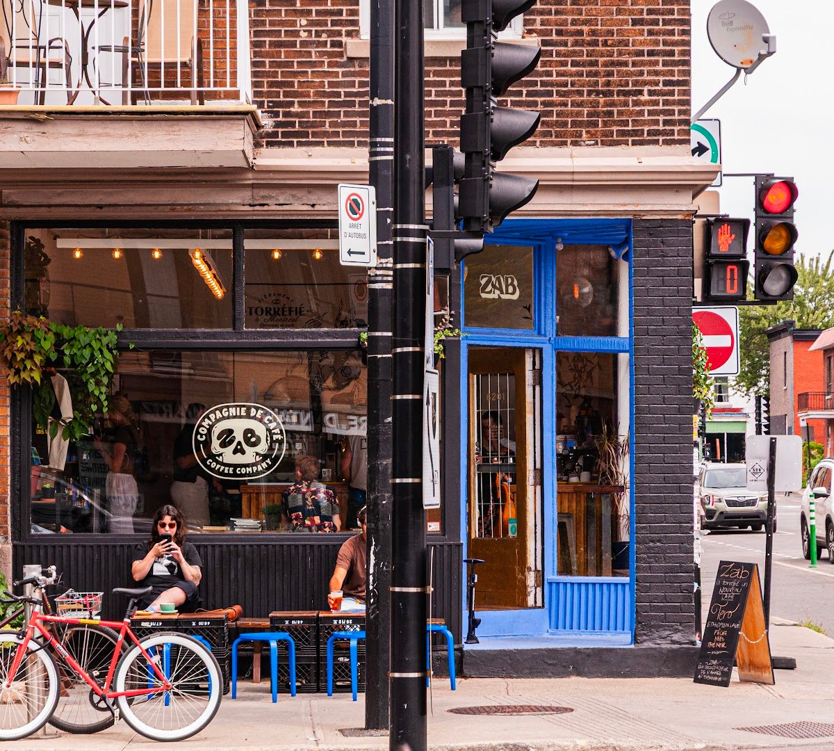 Storefront of Zab Café, specialty coffee shop in Montreal