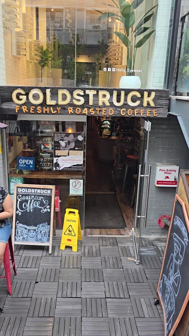 Storefront of Goldstruck Coffee, specialty coffee shop in Toronto